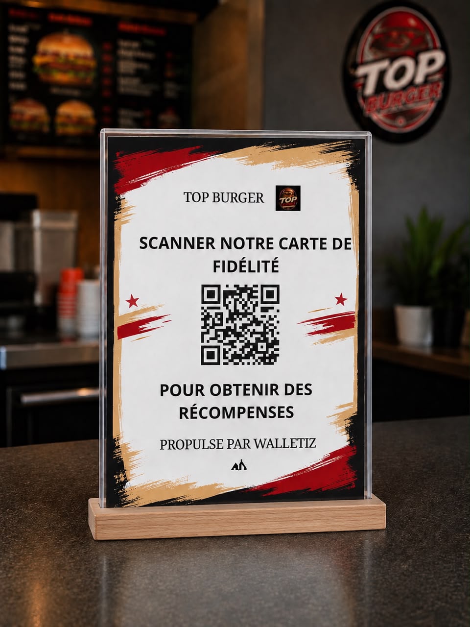 Support avec socle en bois